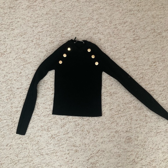 Zara black shirt with gold detailing (size sm) - Picture 2 of 2